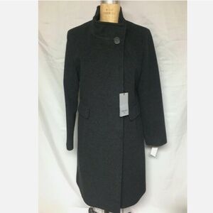 Cinzia Rocca Due Assymetric Wool Coat 12 Charcoal 4LR640D3 NWT $950